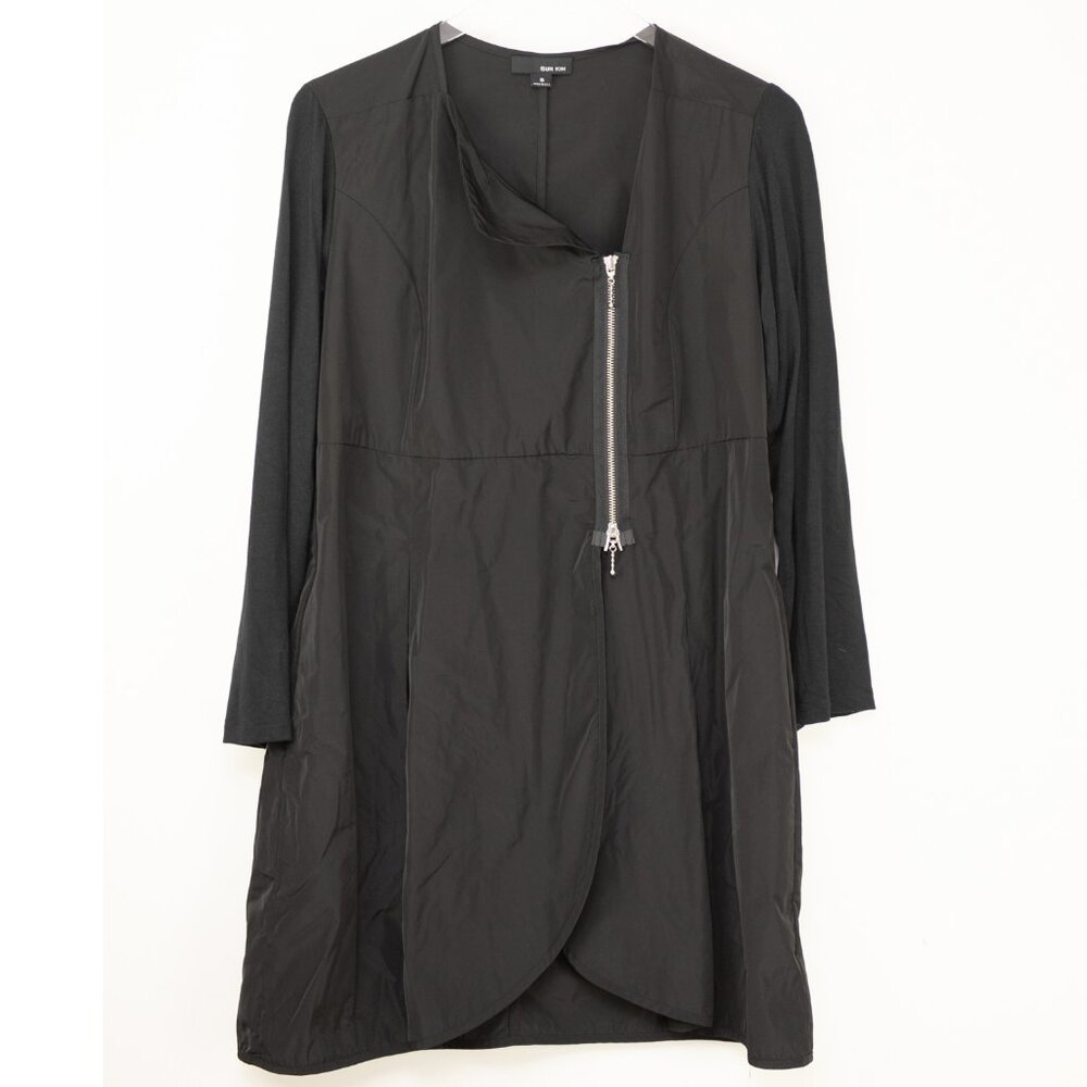 Sun Kim Jacket Lightweight Zip-Up  Asymmetrical Made USA Black Size Small